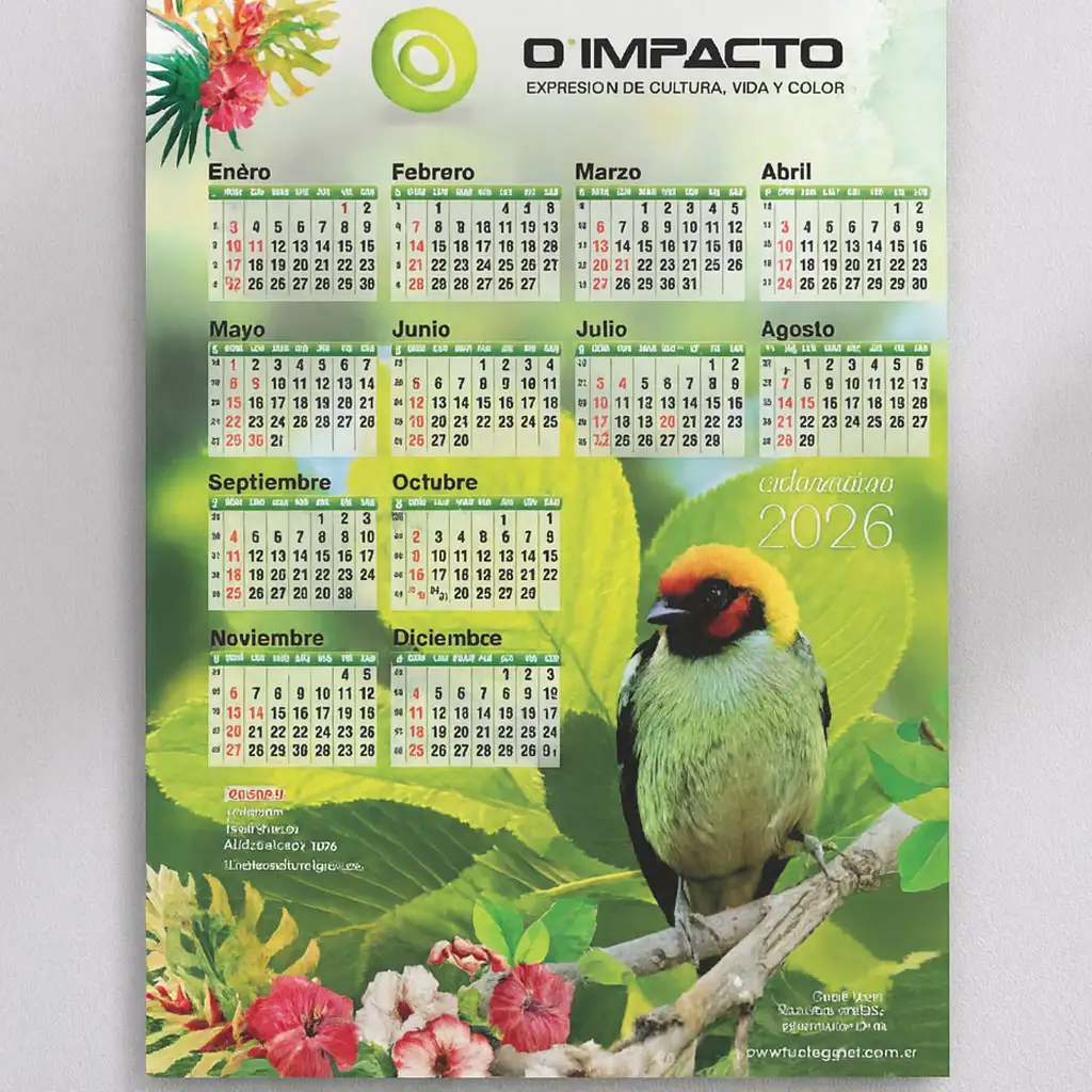 Calendario personalizado 2026 de pared pare empresas impresion en costa rica