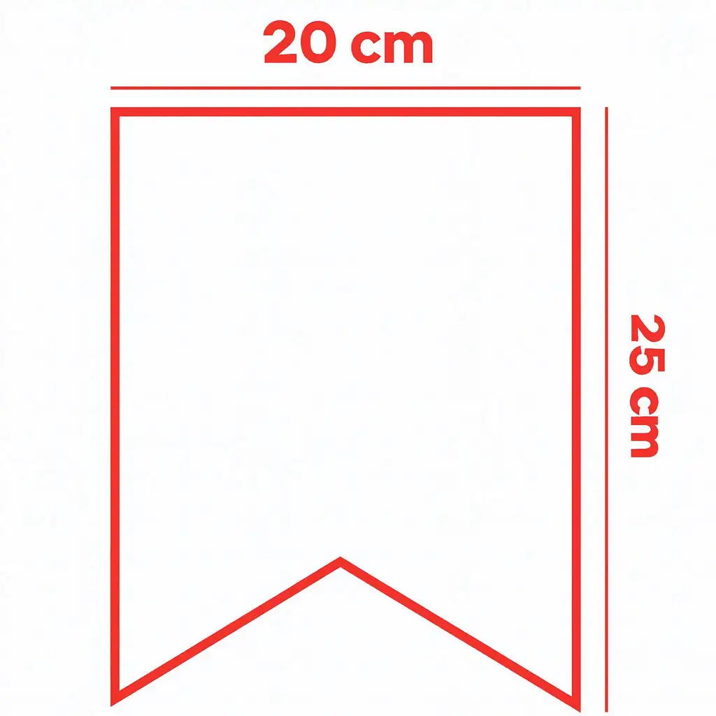 Medidas Banderines impresión personalizada Rectangulas 20 cm x 25 cm