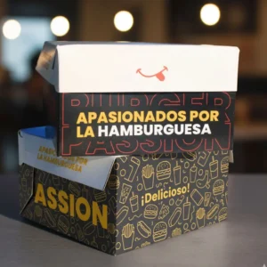 caja de hamburguesas con logo personalizado