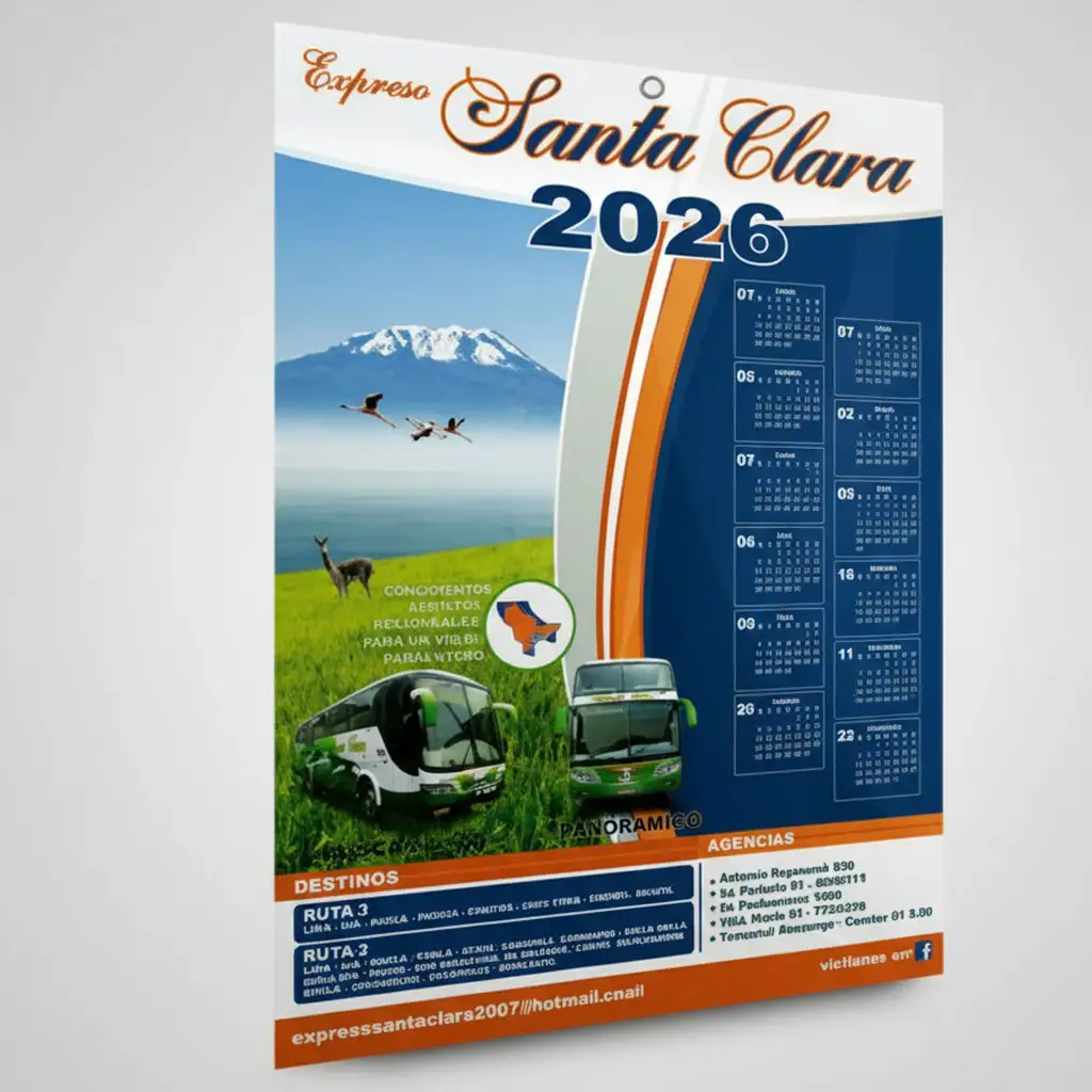 Calendario 2026 impresion en cartulina a full color