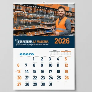 Calendario de pared 2026 personalizado para empresas con faldilla